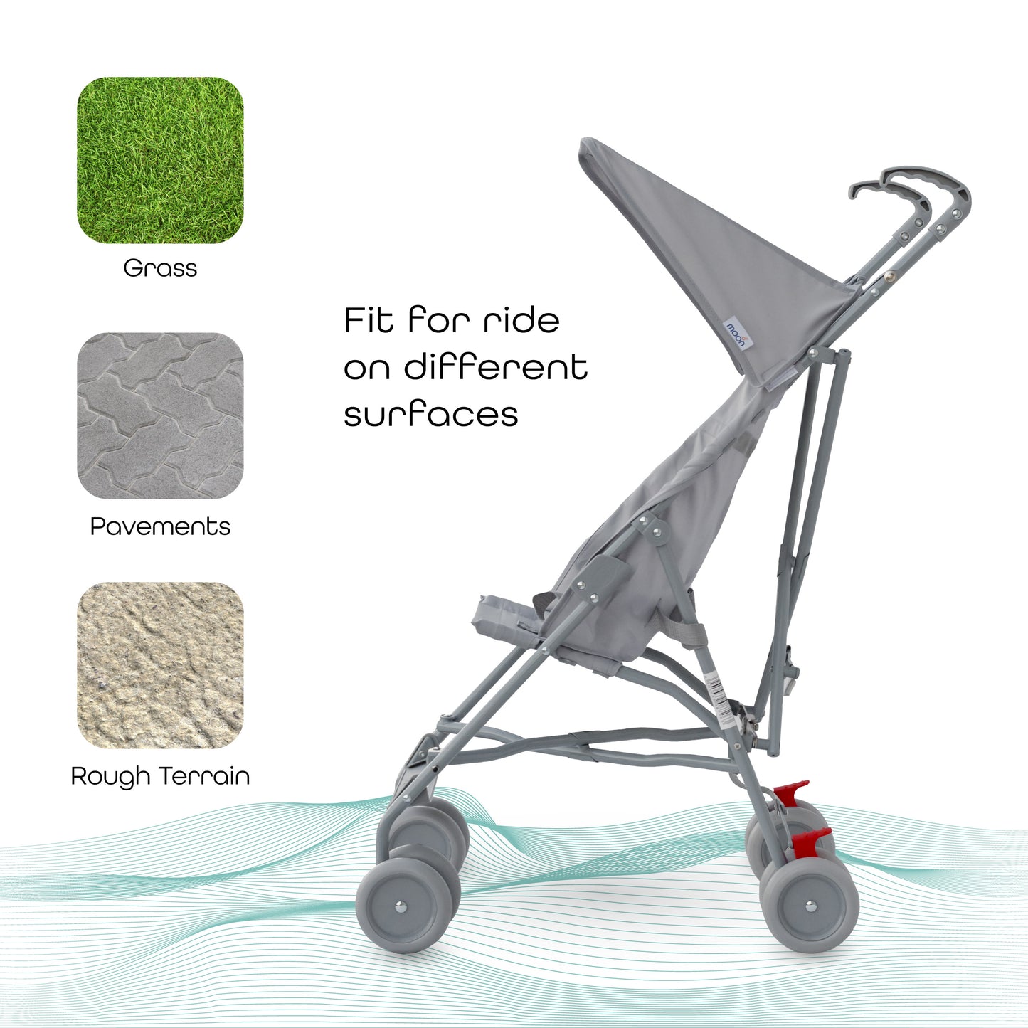 Moon -  Jet Ultra Light Weight Fold Buggy  - Grey