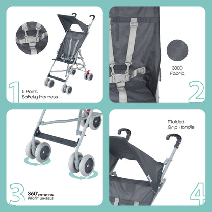 Moon -  Jet Ultra Light Weight Fold Buggy  - Grey