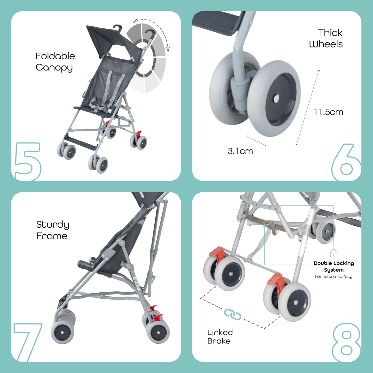 Moon -  Jet Ultra Light Weight Fold Buggy  - Grey