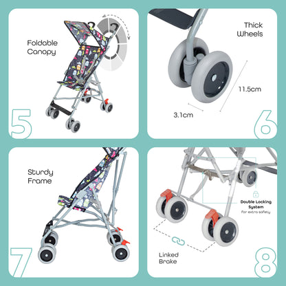 Moon -  Jet Ultra Light Weight Fold Buggy  - Multicolour