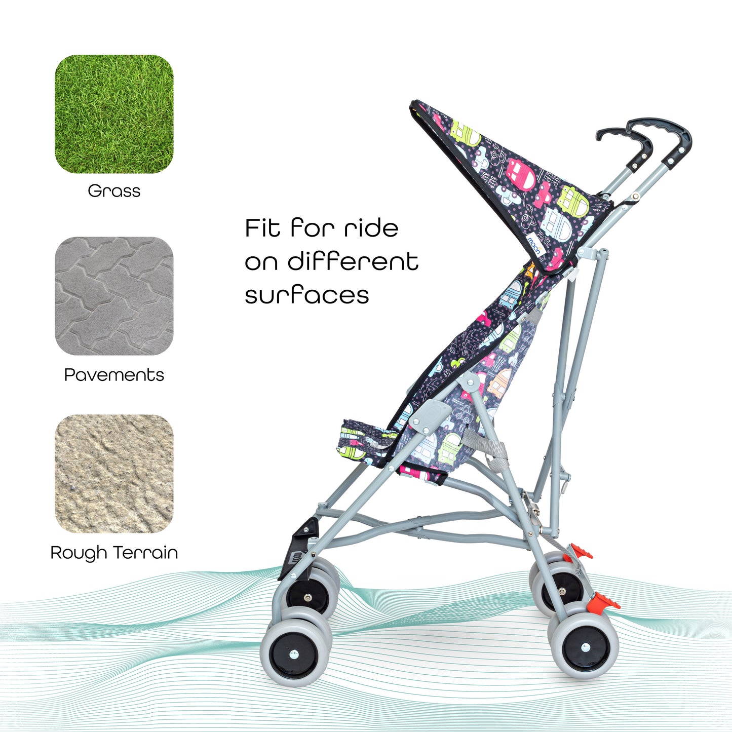 Moon -  Jet Ultra Light Weight Fold Buggy  - Multicolour