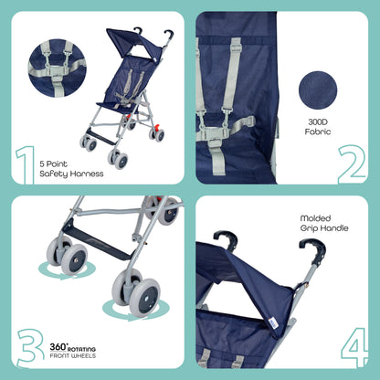 Moon -  Jet Ultra Light Weight Fold Buggy  - Blue