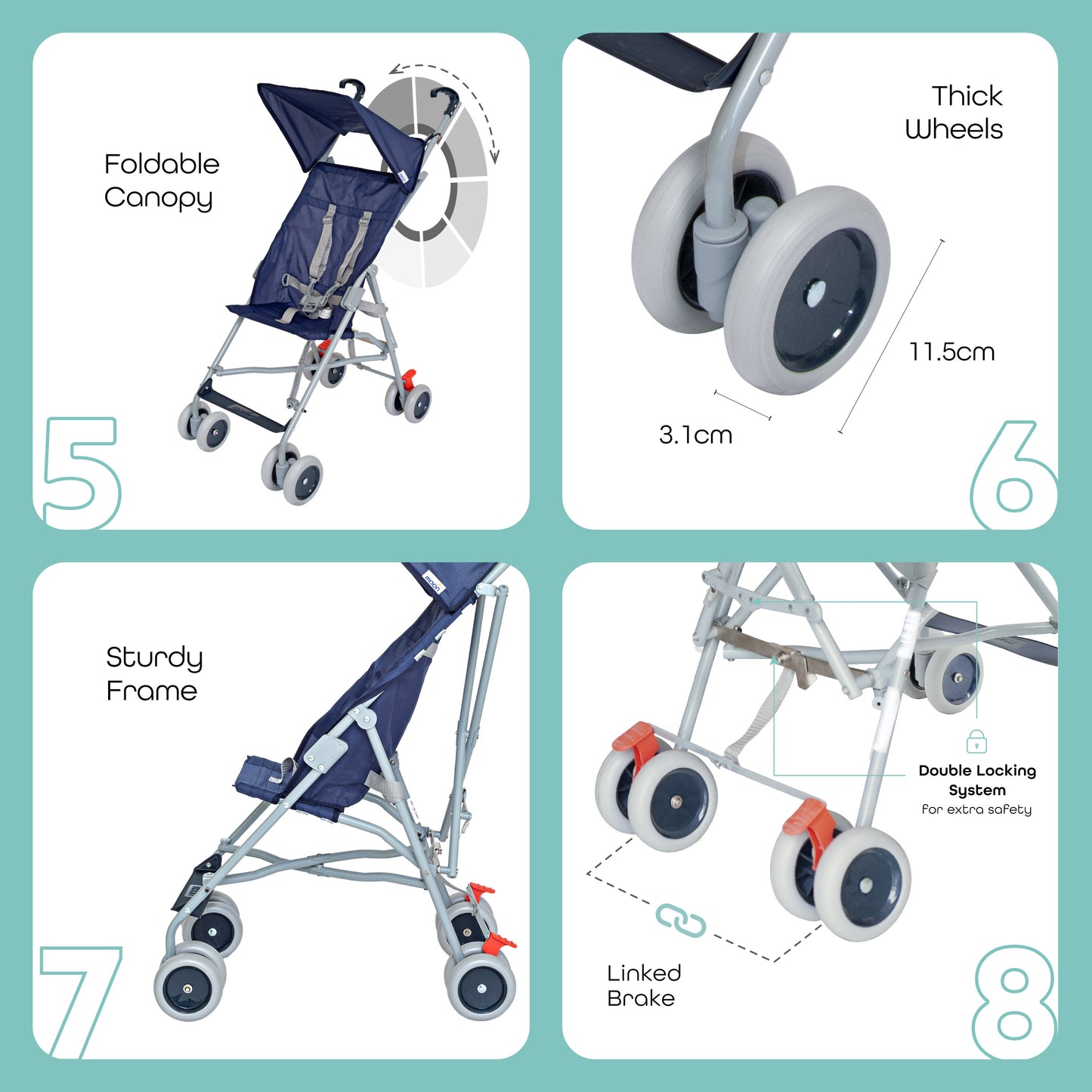 Moon -  Jet Ultra Light Weight Fold Buggy  - Blue