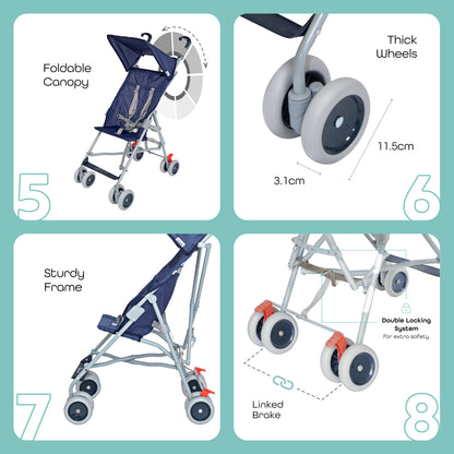 Moon -  Jet Ultra Light Weight Fold Buggy  - Blue