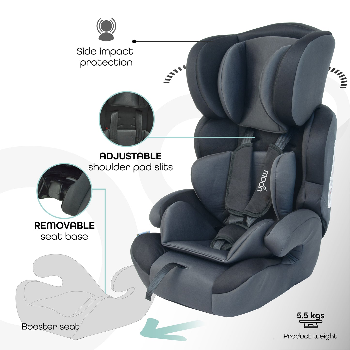 Moon -  Tolo - Car Seat (Group 1,2,3) - Black