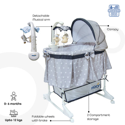 Moon - Soffy - 4 In 1 Convertible Cradle  - Grey