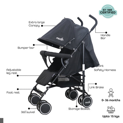 Moon - Neo Plus Light Weight Travel Stroller - Grey