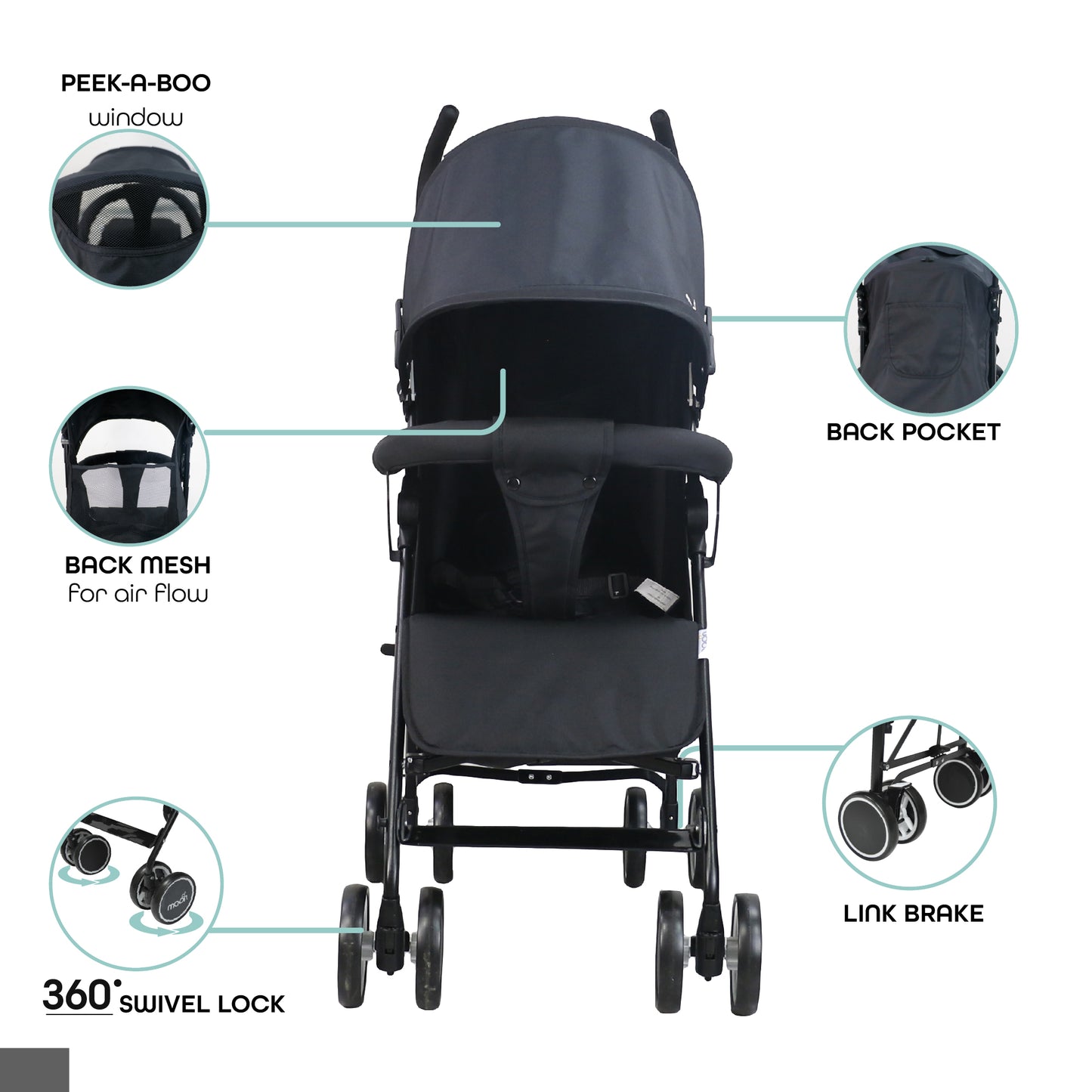 Moon - Neo Plus Light Weight Travel Stroller - Grey