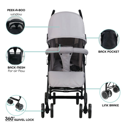 Moon - Neo Plus Light Weight Travel Stroller - Grey