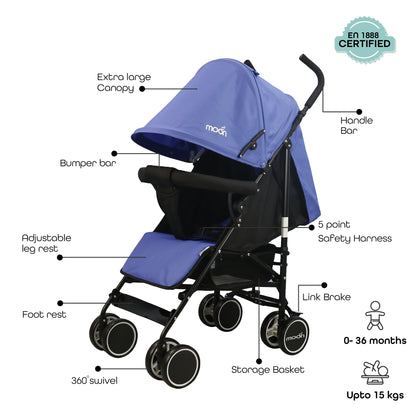 Moon - Neo Plus Light Weight Travel Stroller - Blue