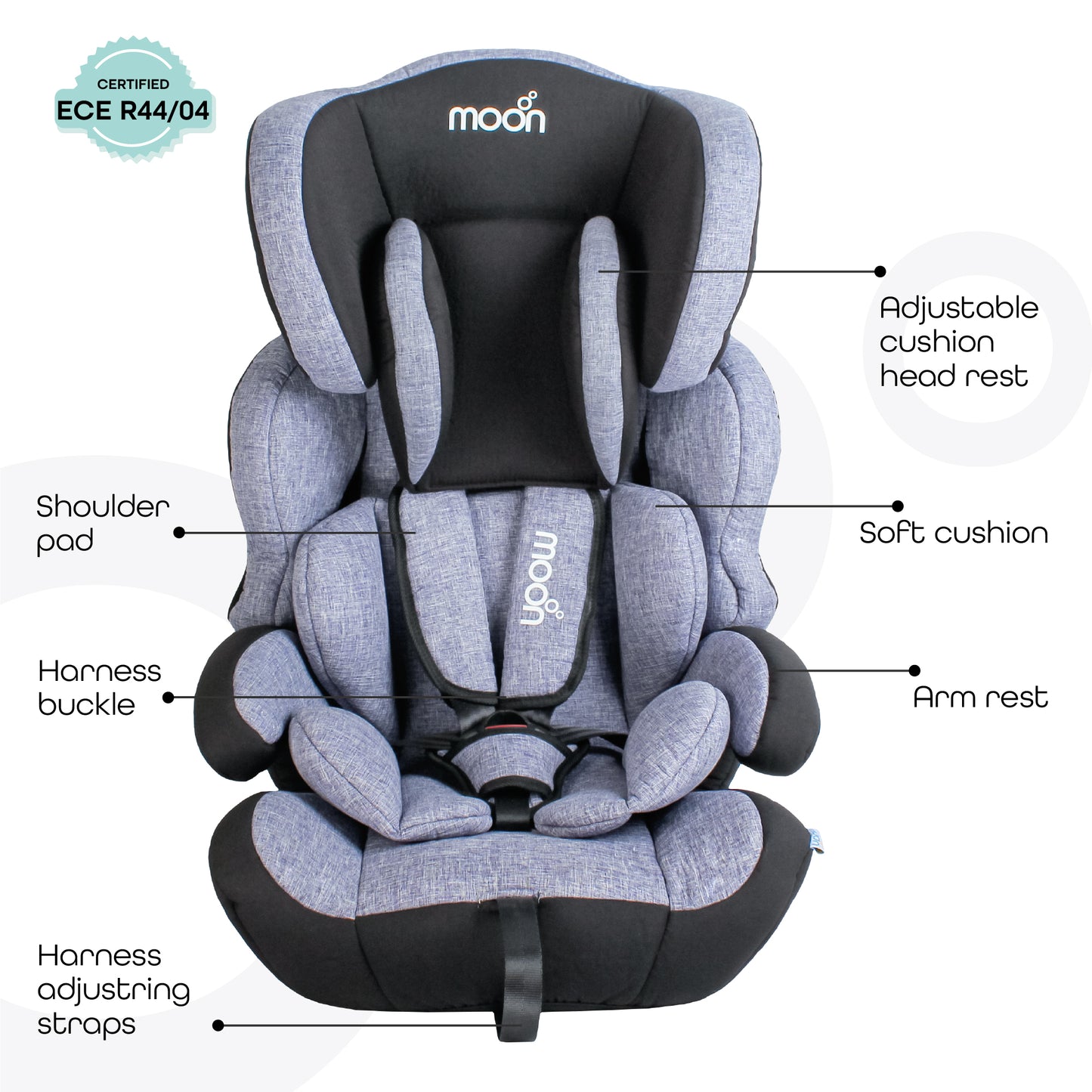 Moon -  Tolo - Baby/Kids Car Seat (Group-1,2,3)  - Grey