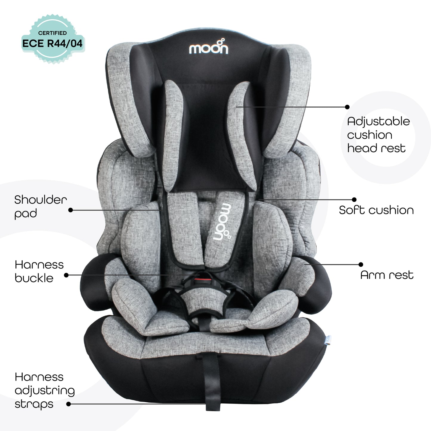 Moon -  Tolo - Baby/Kids Car Seat (Group-1,2,3) - Grey