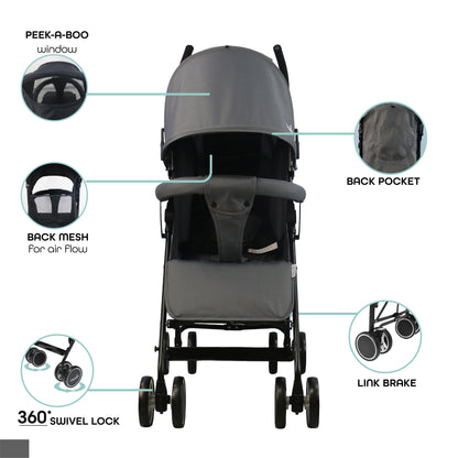 Moon - Neo Plus Light Weight Travel Stroller - Grey