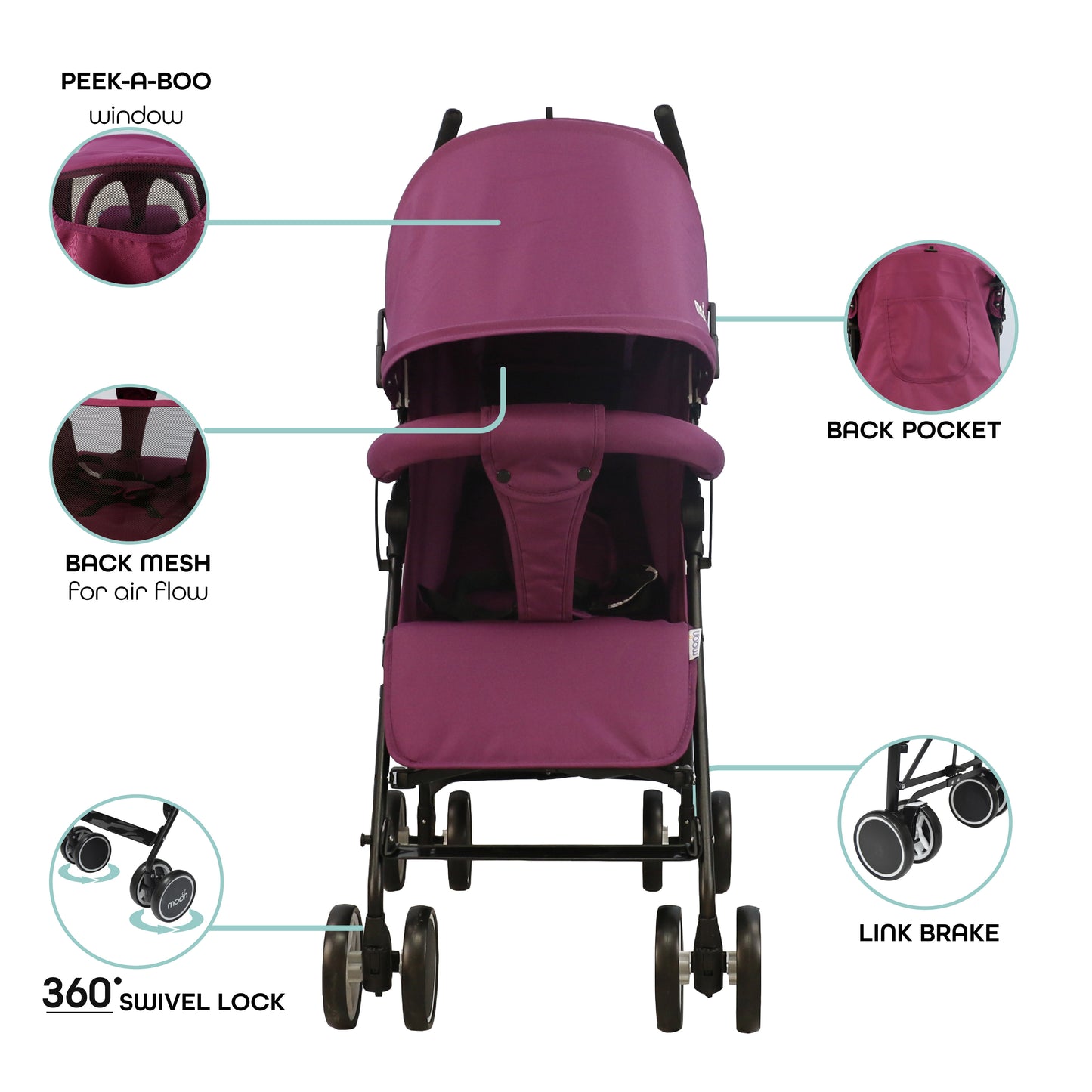 Moon - Neo Plus Light Weight Travel Stroller - Purple