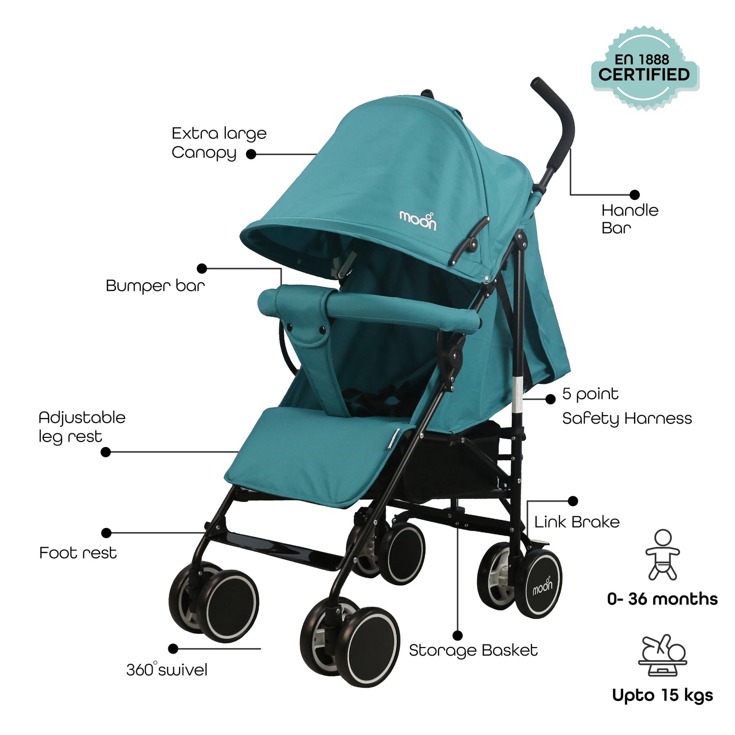 Moon - Neo Plus Light Weight Travel Stroller - Blue