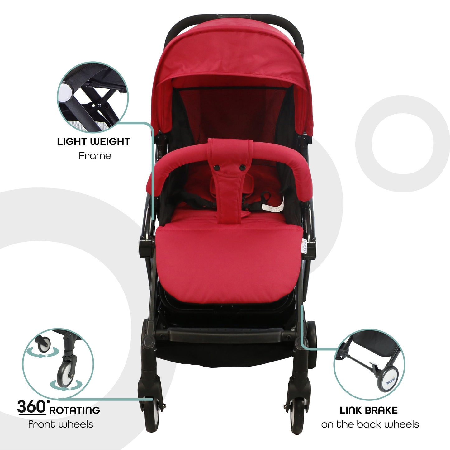 Moon - Travel-Lite  - Cabin Stroller - Red