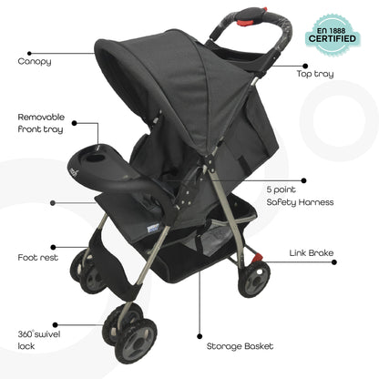 Moon - Bezik - One Fold Stroller - Grey