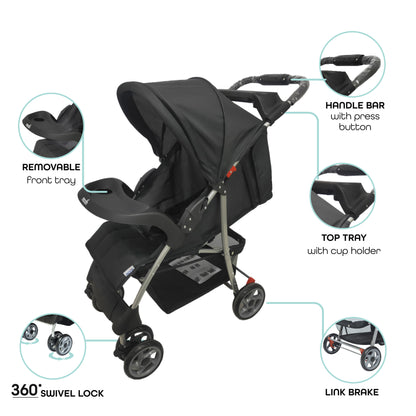 Moon - Bezik - One Fold Stroller - Grey