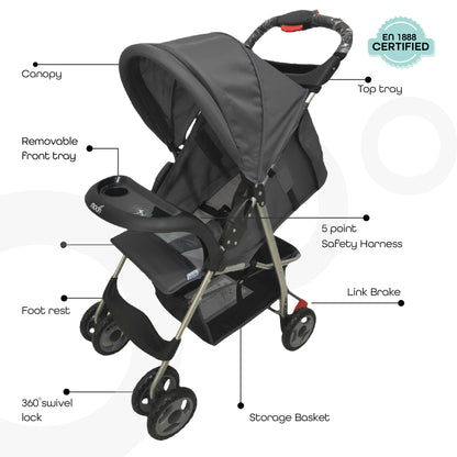 Moon - Bezik - One Fold Stroller - Grey