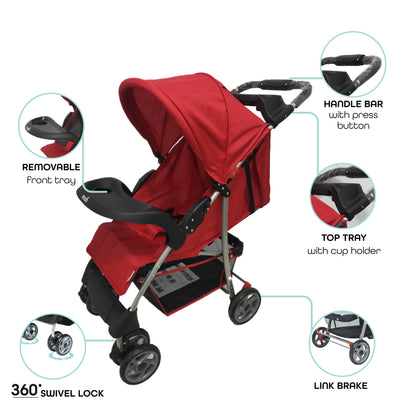 Moon - Bezik - One Fold Stroller - Red