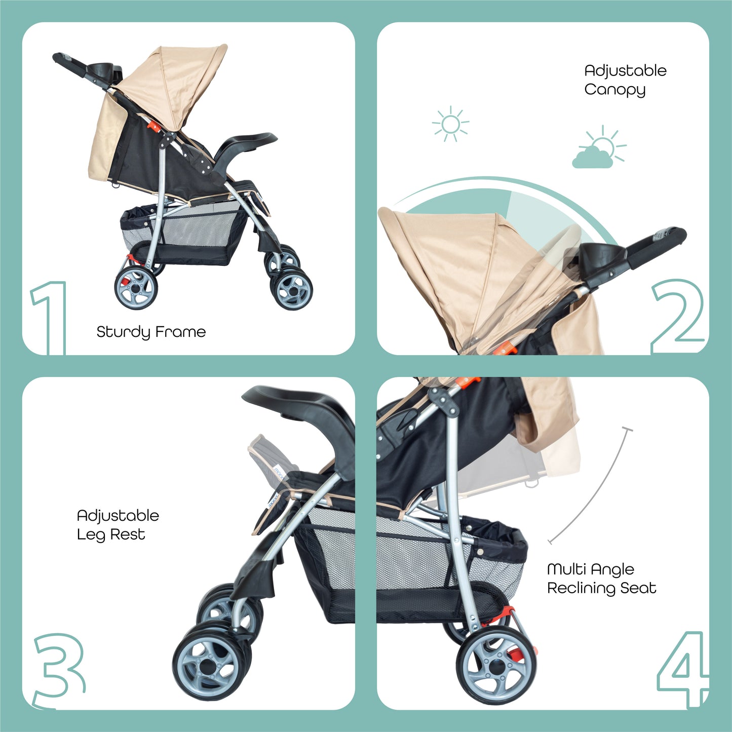 Moon -  Trek - One Fold Stroller - Beige