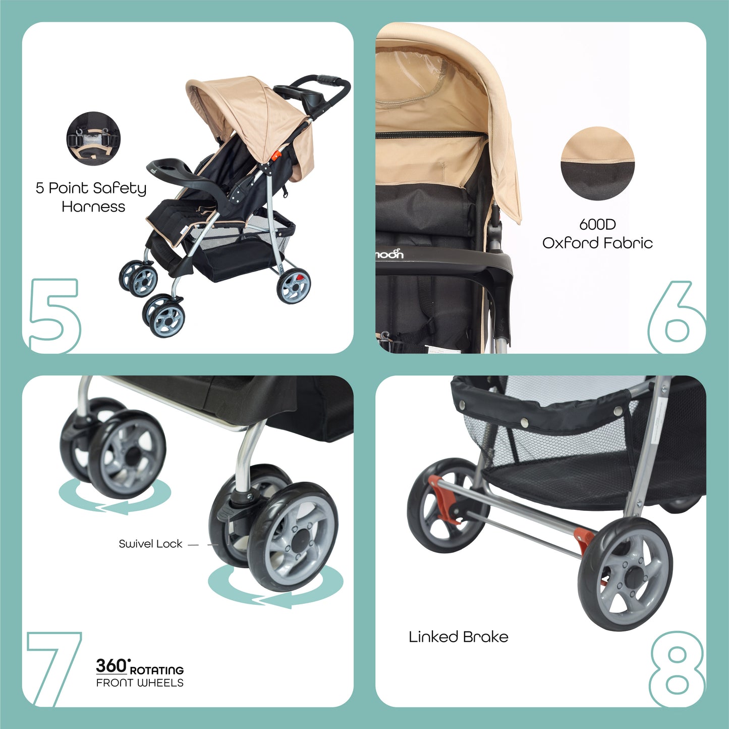 Moon -  Trek - One Fold Stroller - Beige