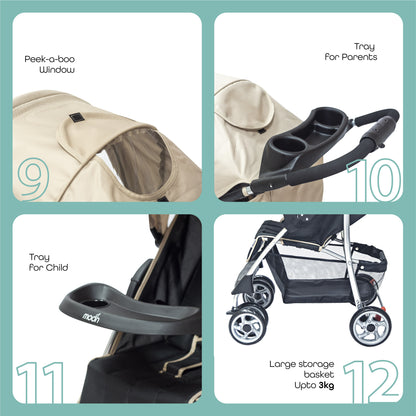 Moon -  Trek - One Fold Stroller - Beige