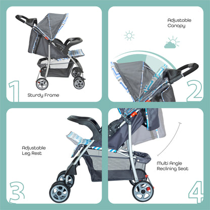 Moon -  Trek - One Fold Stroller - Blue