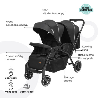 Moon - Dois - Twin Stroller - Black