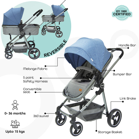 Moon -  Pro - 2 In 1 Stroller - Blue