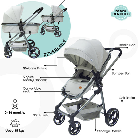 Moon -  Pro - 2 In 1 Stroller - Grey