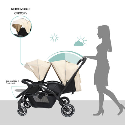 Moon - Dois - Twin Stroller - Beige