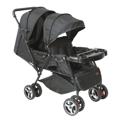 Moon - Magnum Tandem Easy Fold Twin Travel Stroller - Black