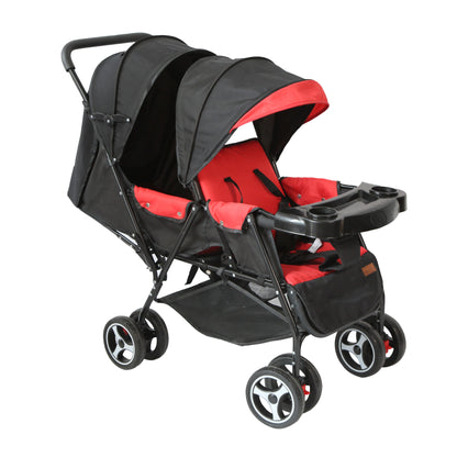 Moon - Magnum Tandem Easy Fold Twin Travel Stroller - Red