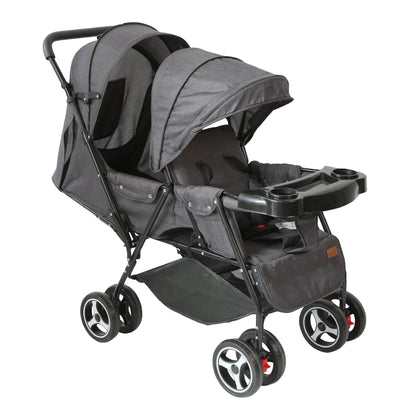 Moon - Magnum Tandem Easy Fold Twin Travel Stroller - Grey