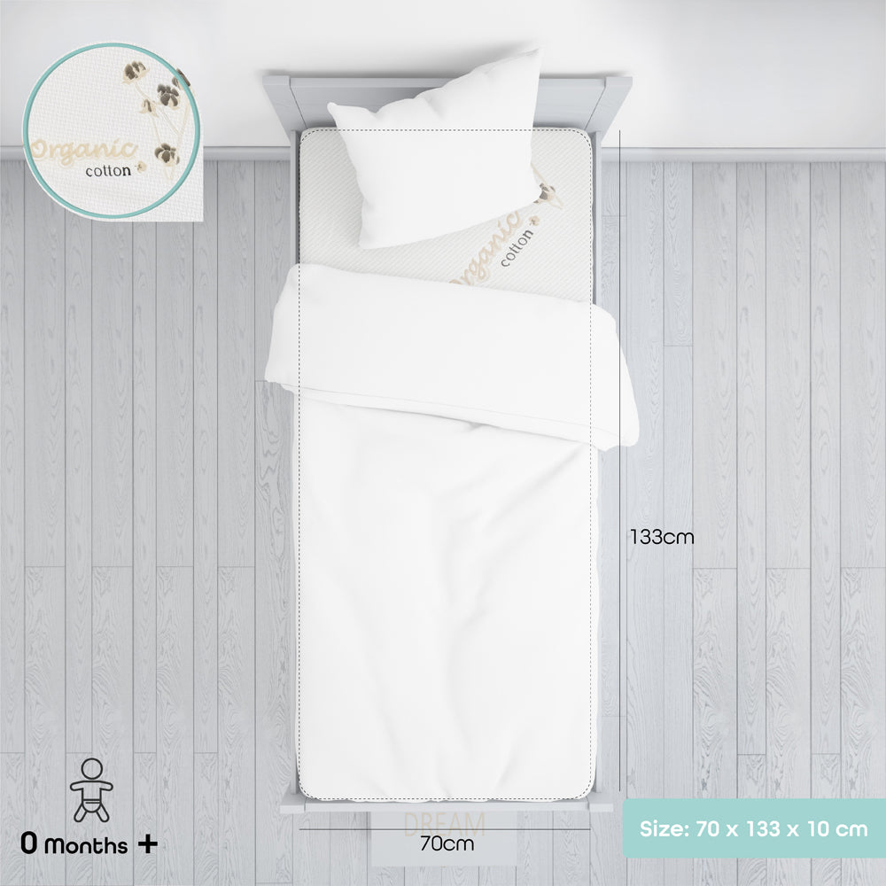 Moon -   Organic Toddler Crib & Bed Mattress - Size 13 - White