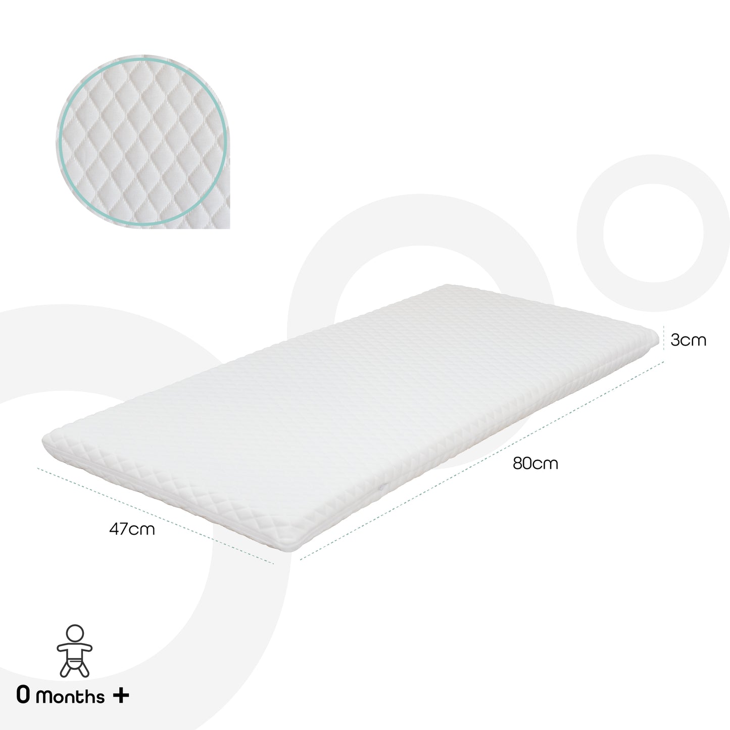 Moon -   Baby Quilted Crib Mattress - 0M+  - White