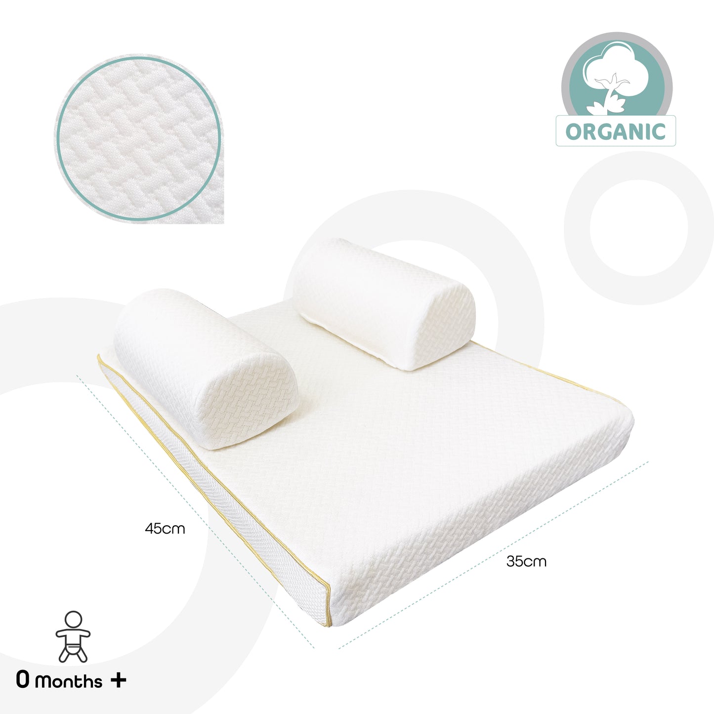 Moon -  Organic Easy And Breathable Sleep Positioner - White