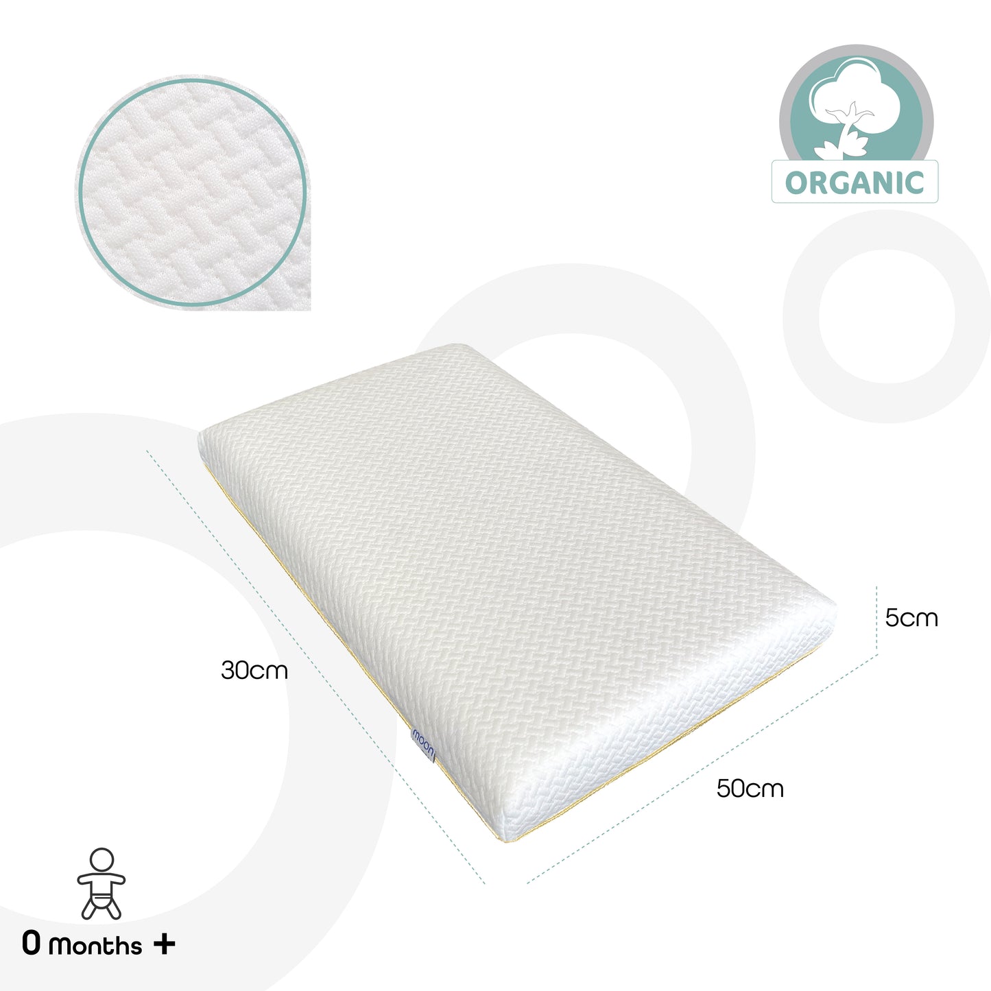 Moon -  Organic First Pillow - White