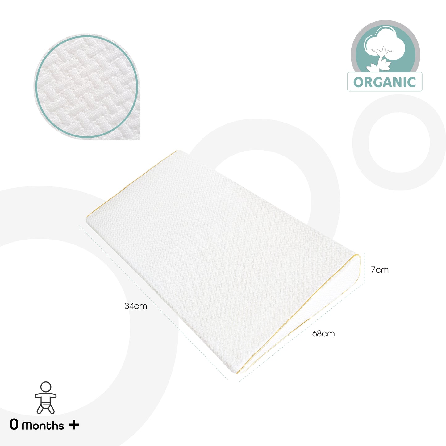 Moon -  Organic Universal Crib Wedge - White