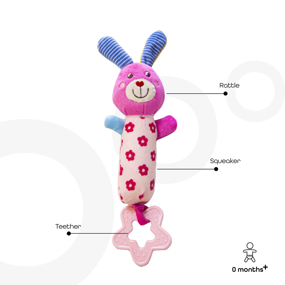 Moon -  Soft Rattle Toy - Bunny - Multicolour