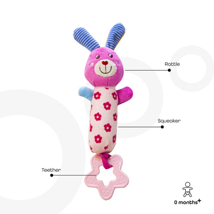 Moon -  Soft Rattle Toy - Bunny - Multicolour