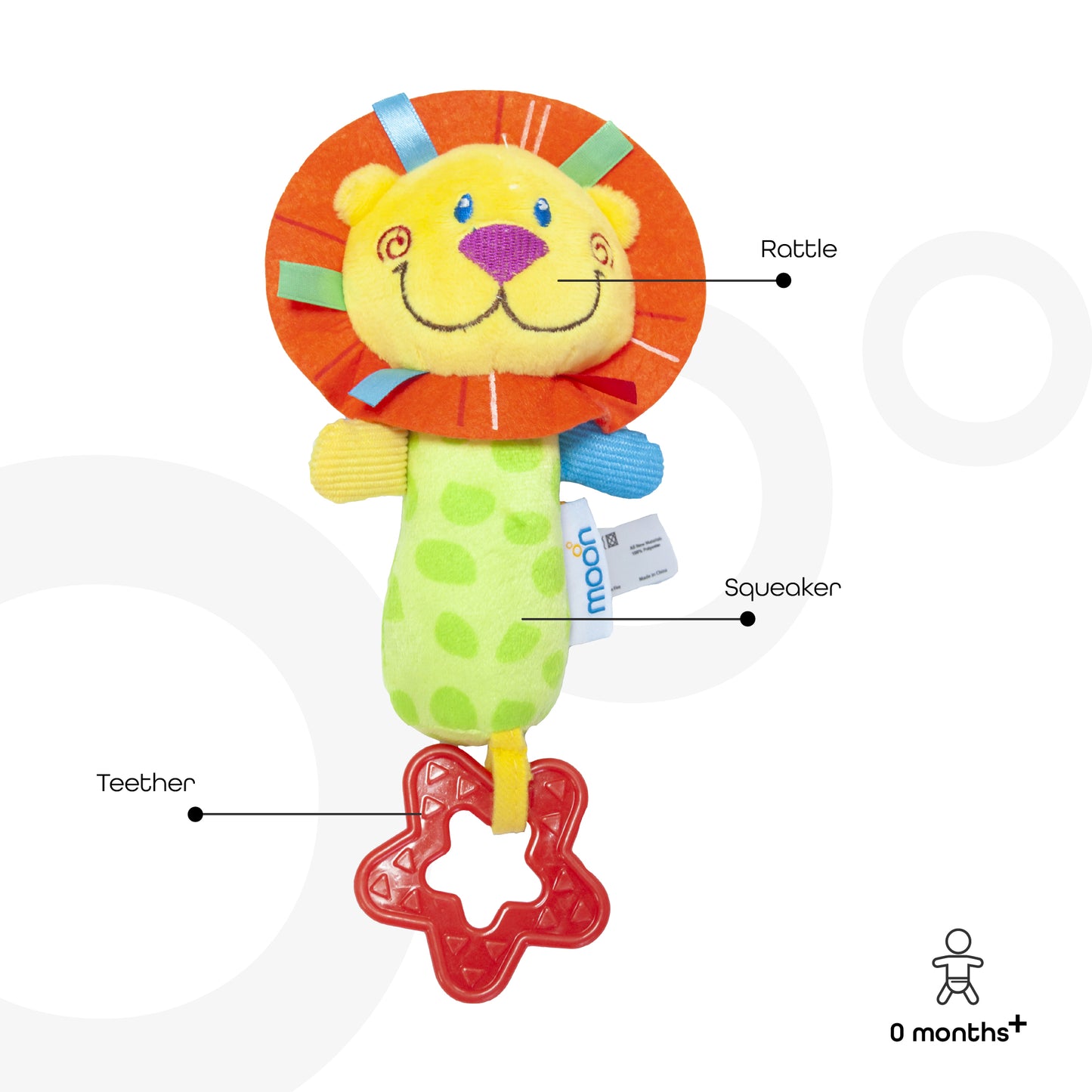 Moon -  Soft Rattle Toy - Lion - Multicolour