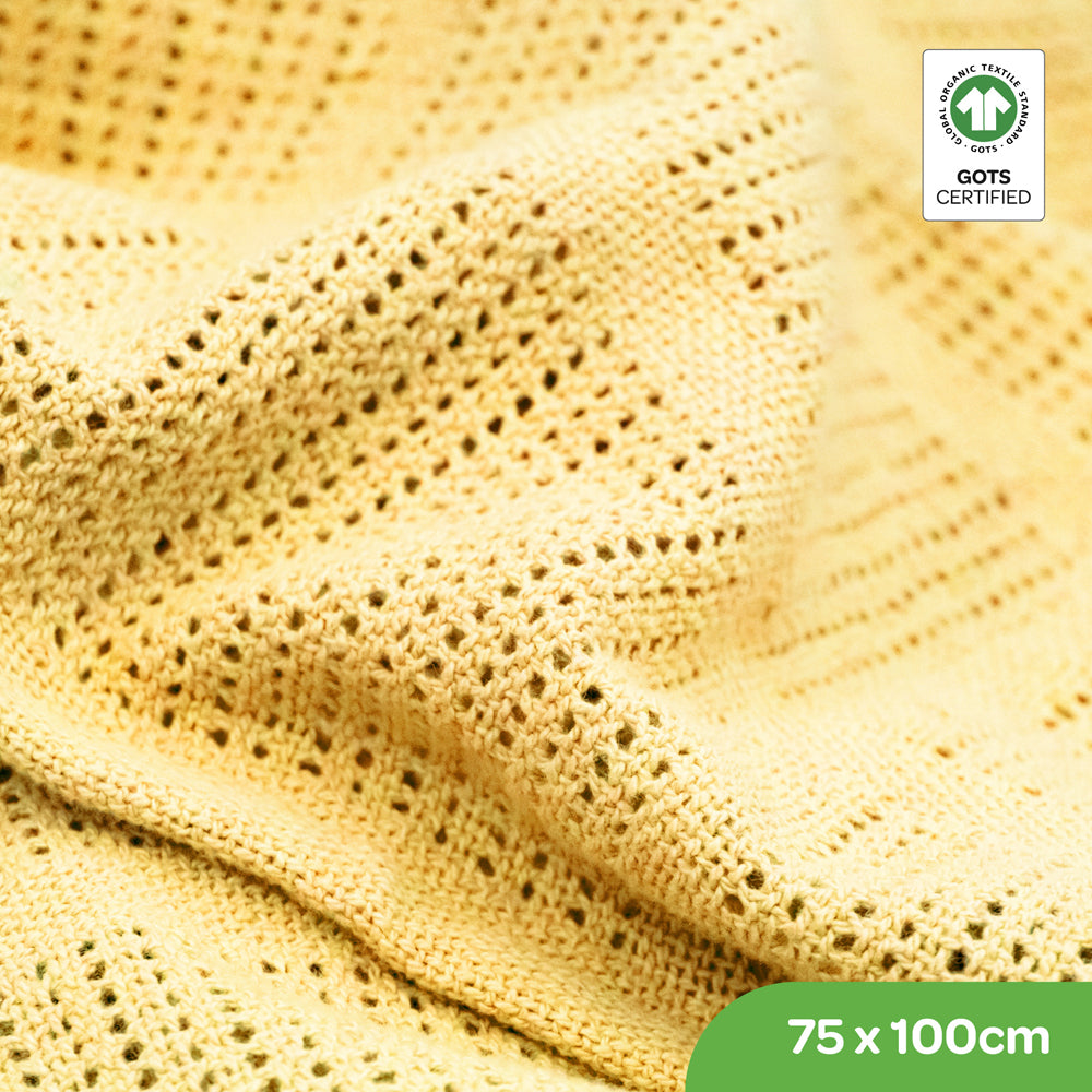 Moon -  Organic Cellular Blanket 75 X 100 Cm – For 0 Month - Yellow