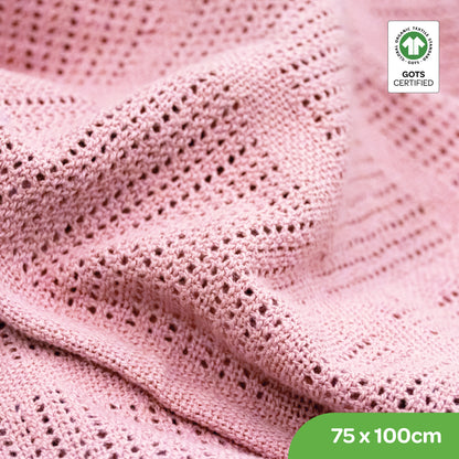 Moon -  Organic Cellular Blanket 75 X 100 Cm – For 0 Month - Pink