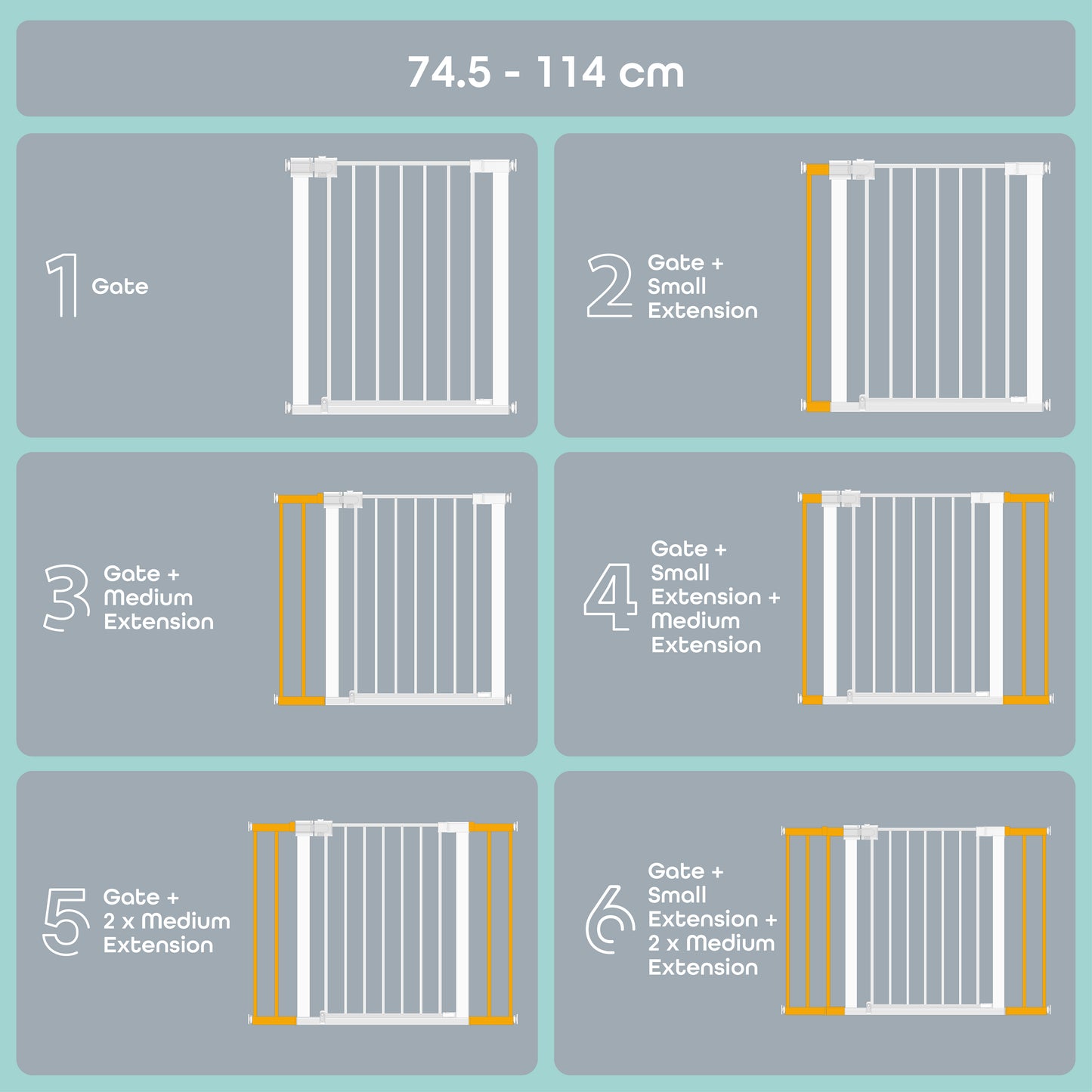 Moon -  Safety Gate  74.5-114 Cm - White