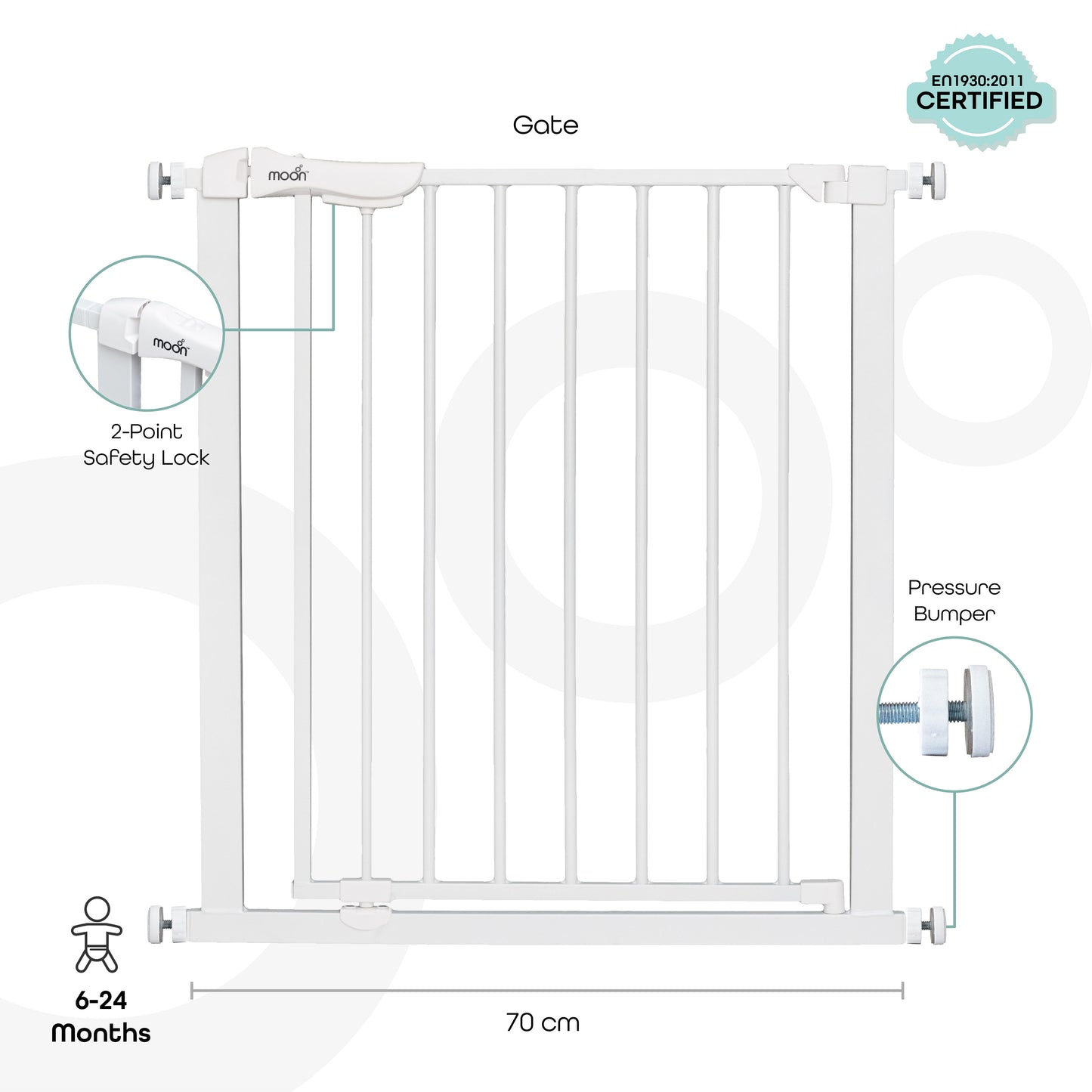 Moon -  Safety Gate   74.5-86 Cm - White