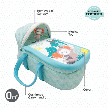 Moon -  Jungle Friends Moses Basket - Blue