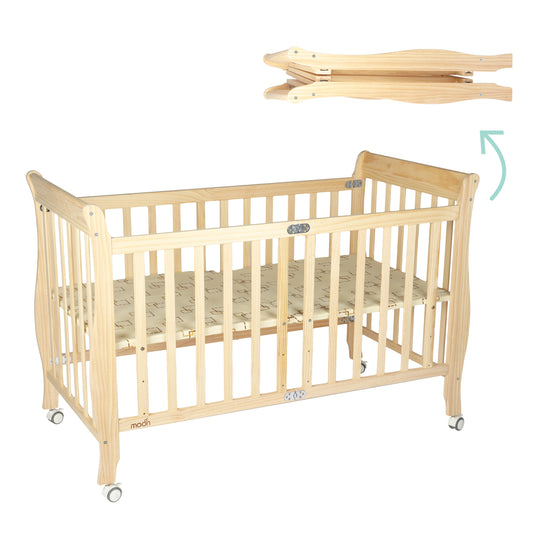 Moon - Wooden Foldable  Crib (129X69X96 Cm) - Brown