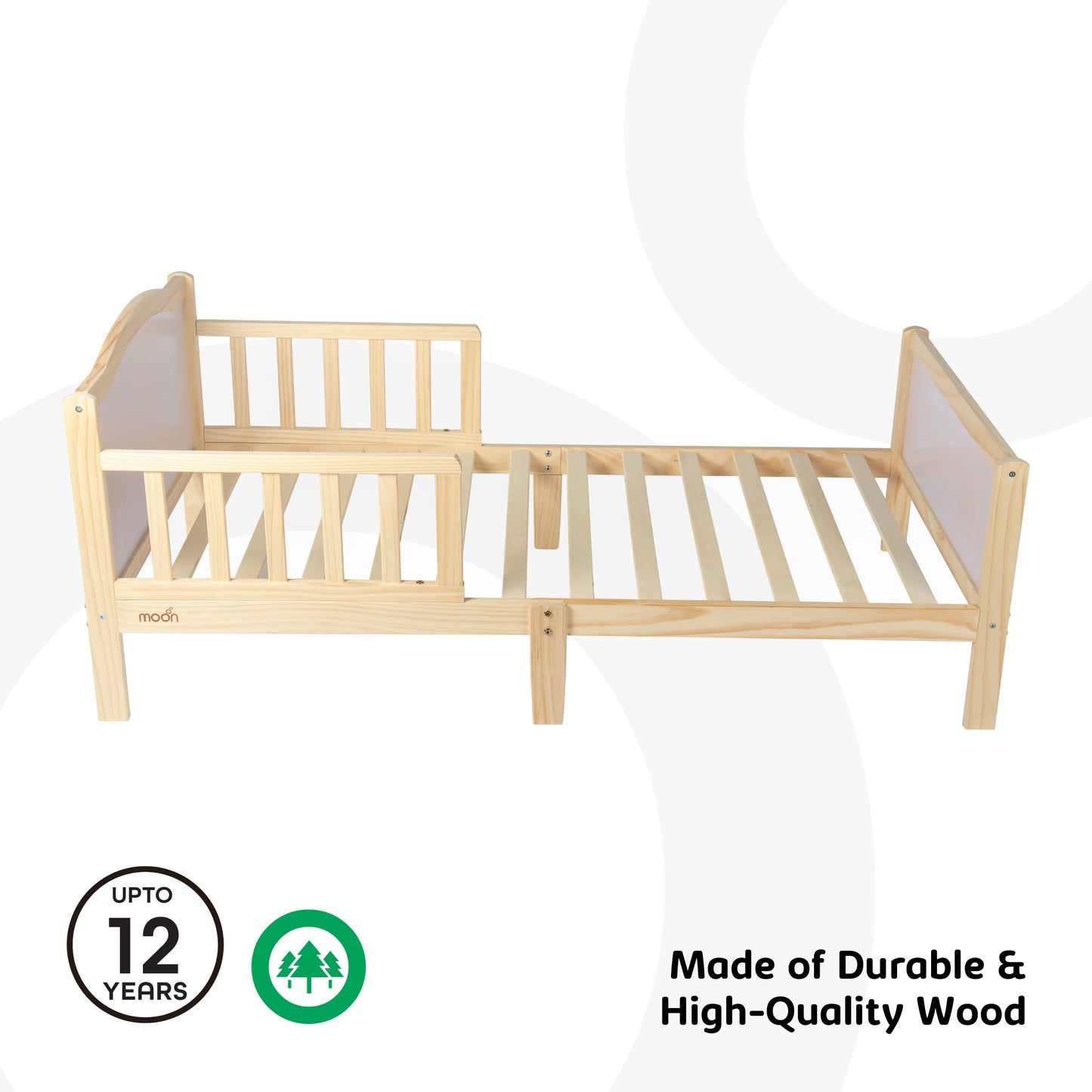 Moon -  Wooden Toddler Bed(143 X 73 X 60 Cm) - Brown